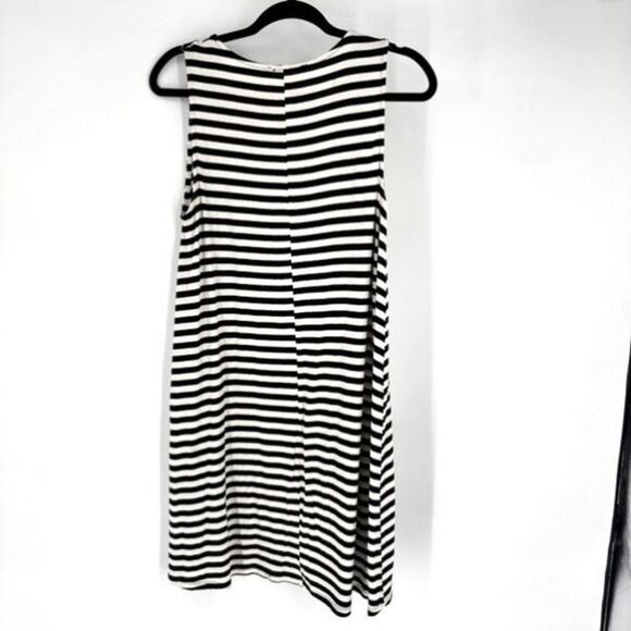 The Impeccable Pig Womens Striped Summer Mini Dress Black White Size Large - Picture 2 of 7